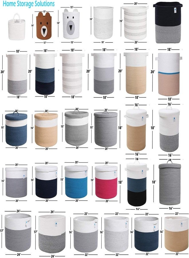 GLEAM Extra Large Storage Basket with Lid, Cotton Rope Storage Baskets, Laundry Hamper, Cloth Bin, for Clothes Towels Blankets Pillows Storage in Living Room, (Beige White, 15'' X 20'' INCH) - Image 4
